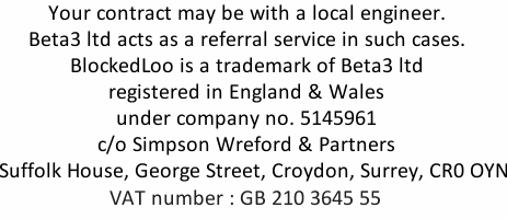  contact info: london drain cleaning engineers Beta3 ltd Company Registration 05145961 Registered Office: Beta3 ltd c/o Simpson Wreford, Suffolk House, George St, Croydon, Surrey, CR0 0YN